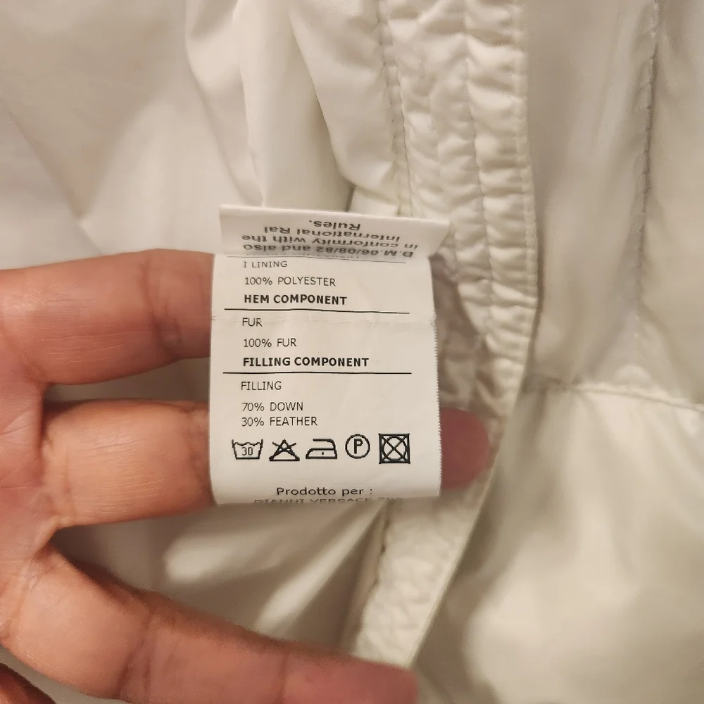 Versace fur trim hood down filled puffer jacket size 8/10/12?